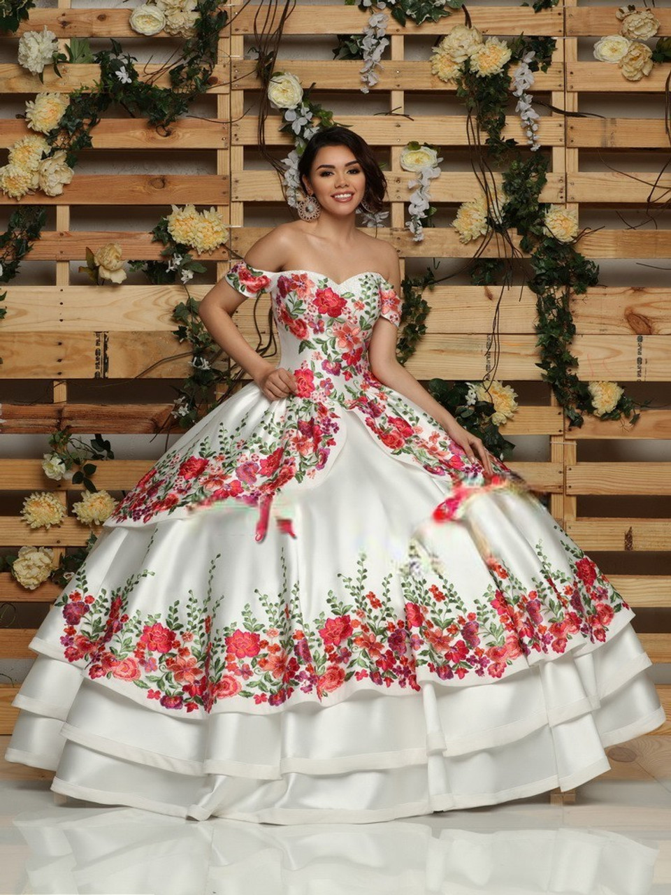 red black and white quinceanera dress